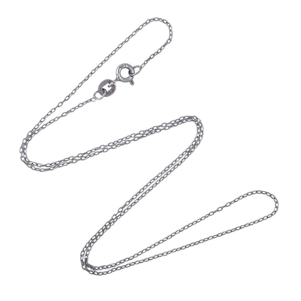 Estate Sterling Silver 925 0.8mm Cable Link Chain Necklace 16"